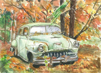 Old car parked (print)